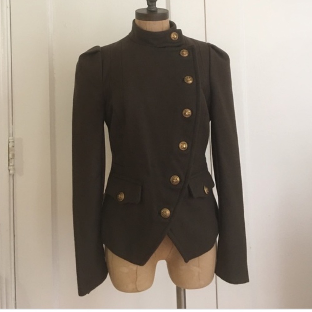 Bebe Military Wool Jacket Blazer Olive XS EUC